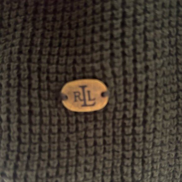 Ralph Lauren - Thermal Knit Cowl Neck Army Green Sweater - 100% Cotton (Size: M) - Picture 5 of 7